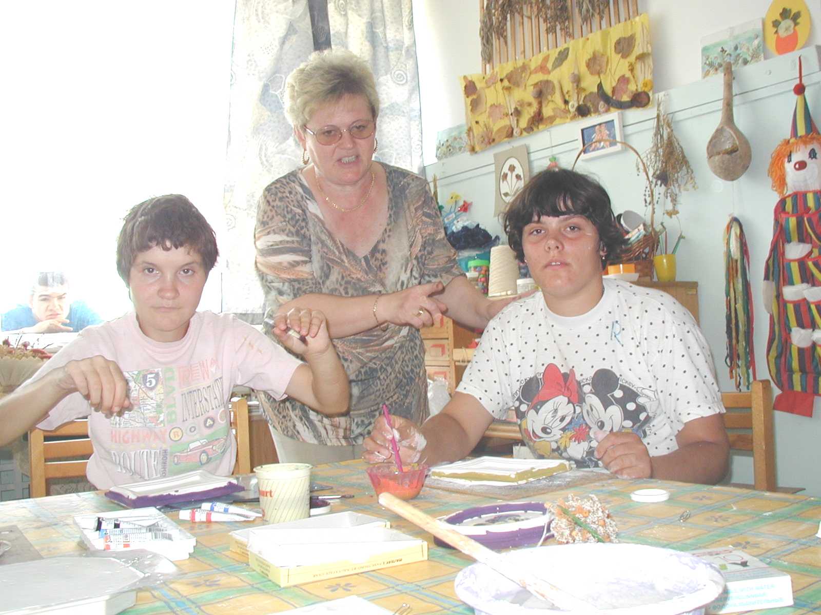 Mrs. Labady and children doing some art therapy at Barcs, Hungary.